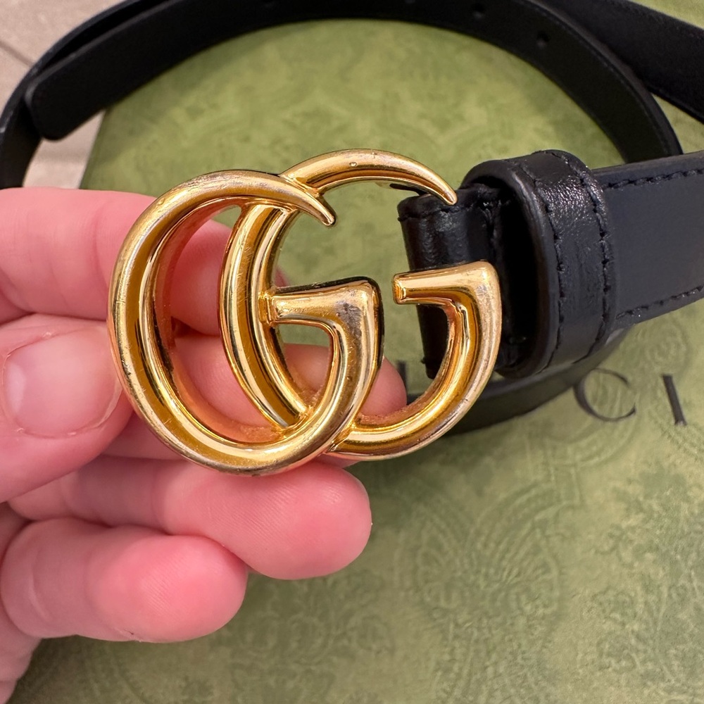 Gucci GG Marmont Thin Leather Belt Size 85